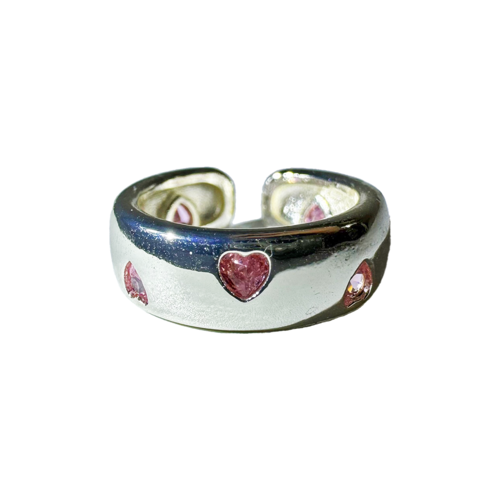 3amgang-seasonless-bold-pink-heart-cubic-ring
