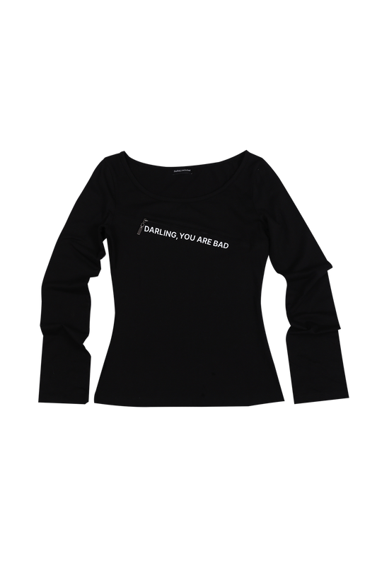 darling-you-are-bad-fw-24-unzipped-logo-tshirt-#black