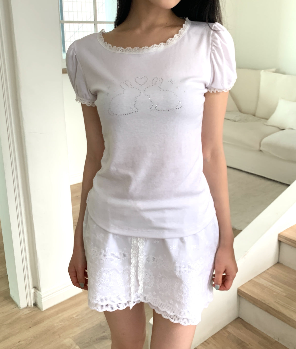 DAYNEE Bunny lace top white