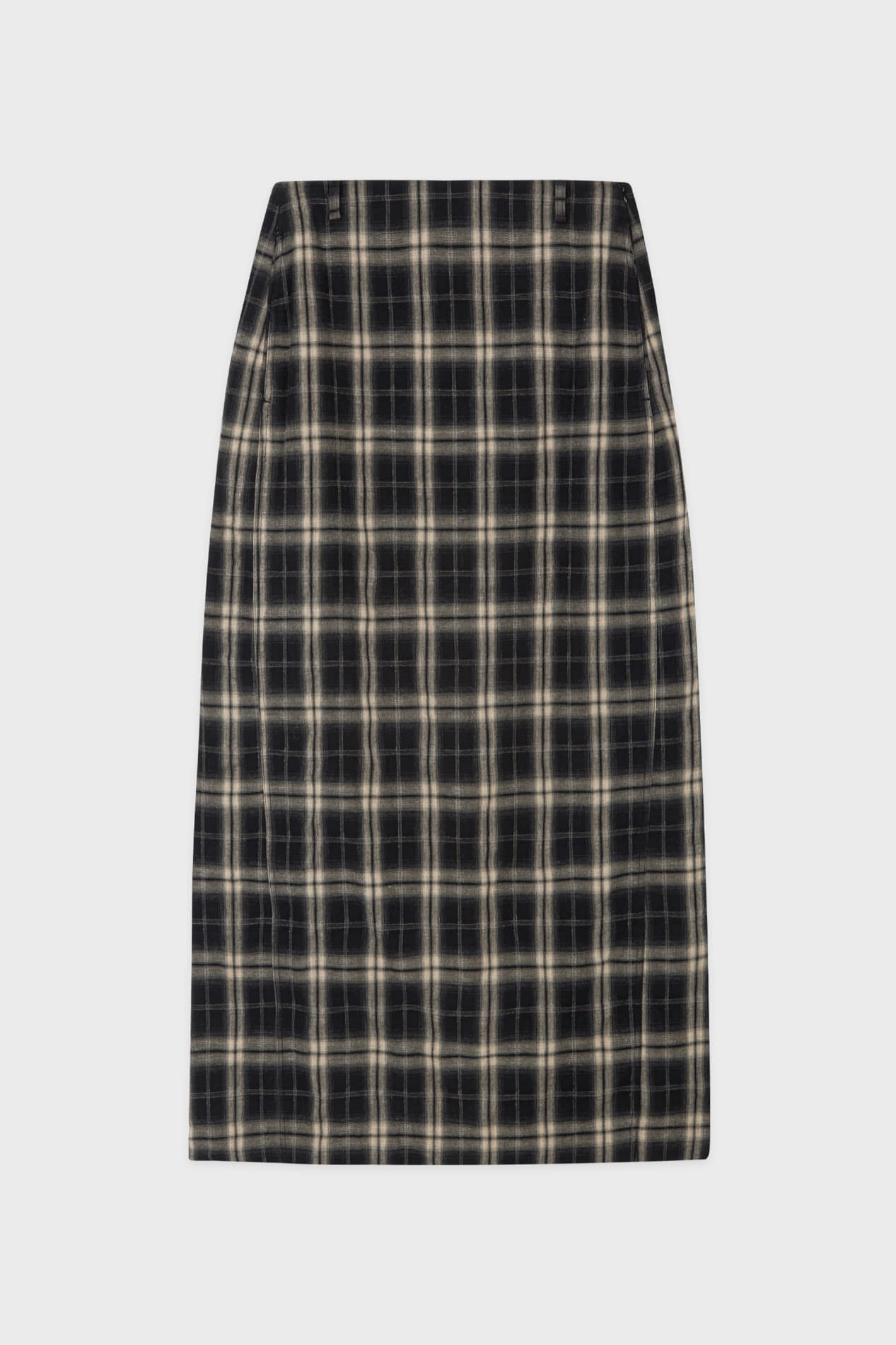 sinoon-fw-25-check-h-line-skirt-black-black-mix-s
