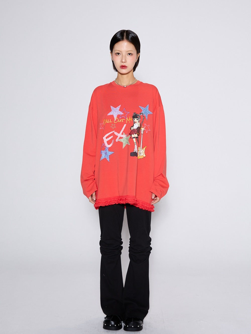 call-out-new-year-fw-25-shirring-slim-bootcut-pants-black-black-s