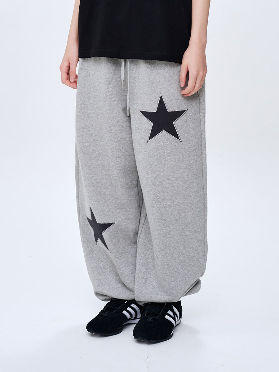 fastle-ss-25-star-patch-sweat-pants-grey
