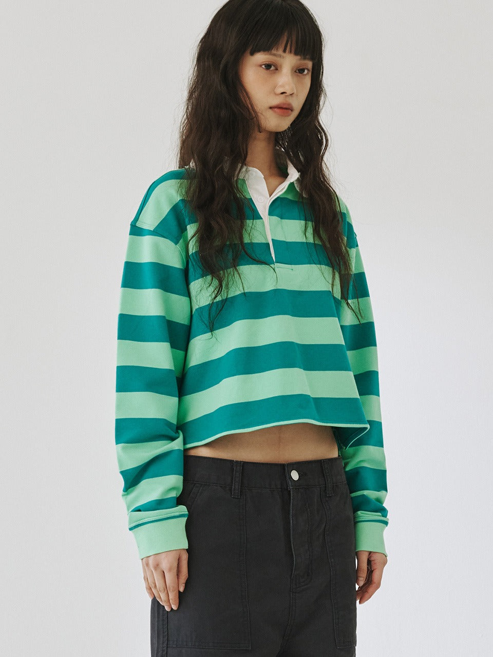 plzproject-ss-25-crop-rugby-t-shirt,-green