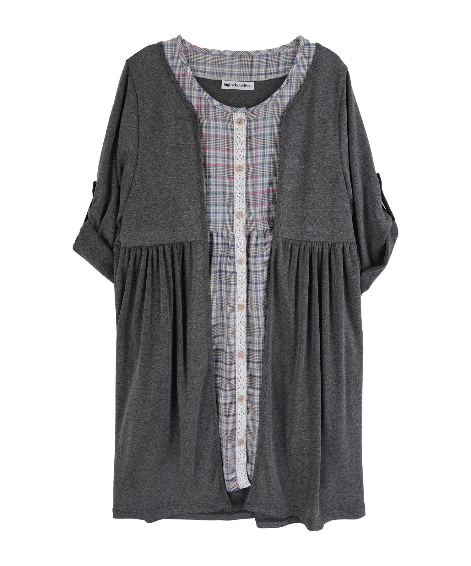 high-school-disco-ss-26-check-layered-cardigan-charcoal-charcoal-s