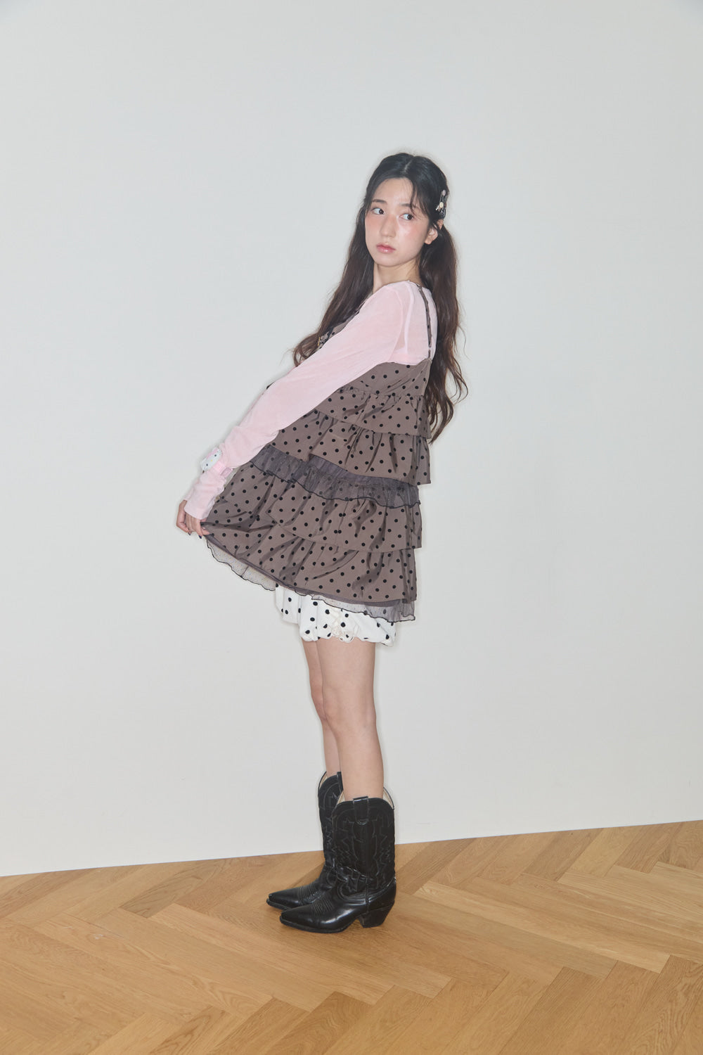 shakiri-fw-25-chocolat-cancan-dot-dress-brown-brown-s