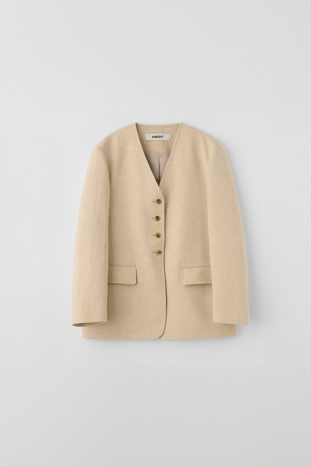 anedit-fw-26-wool-vneck-collarless-jacket-biscotti-black-s