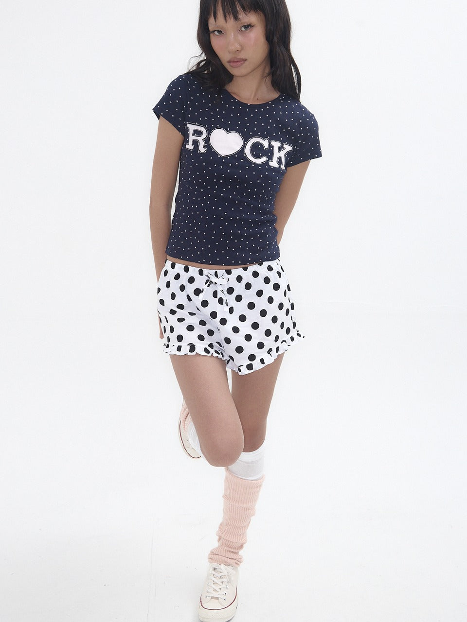 expired-girl-ss-25-polka-dot-frill-shorts-white
