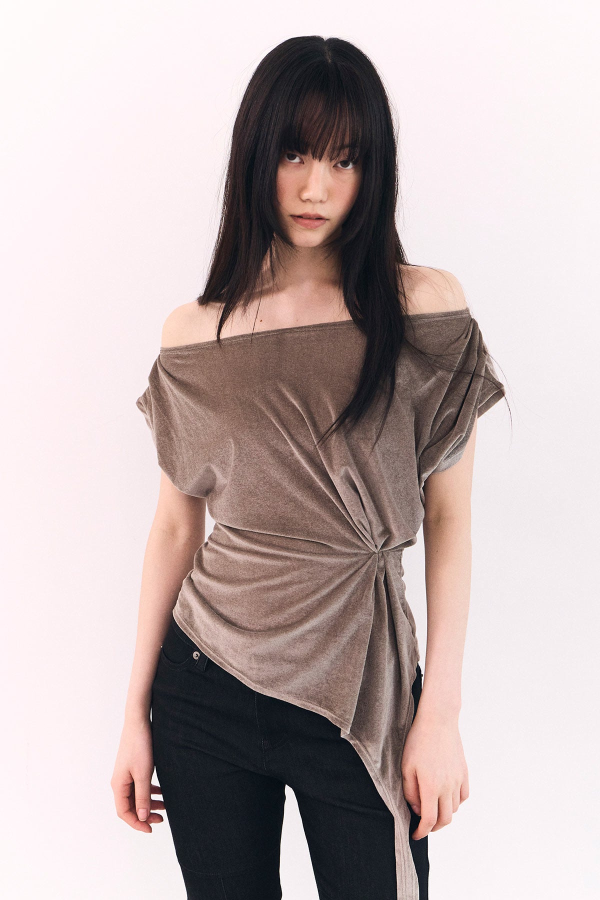 kyod-ss-26-ruched-drape-top-olive-olive-s