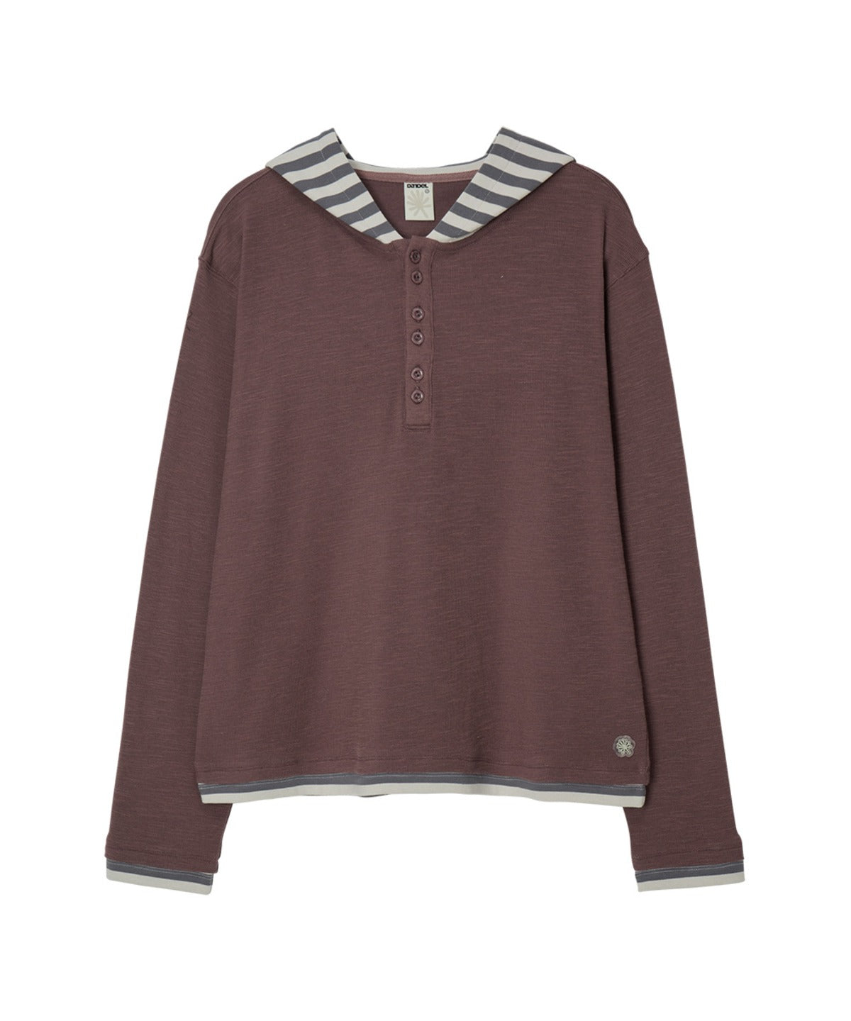 dandel-ss-26-dd-stripe-layered-hooded-long-sleeve-wine-wine-s