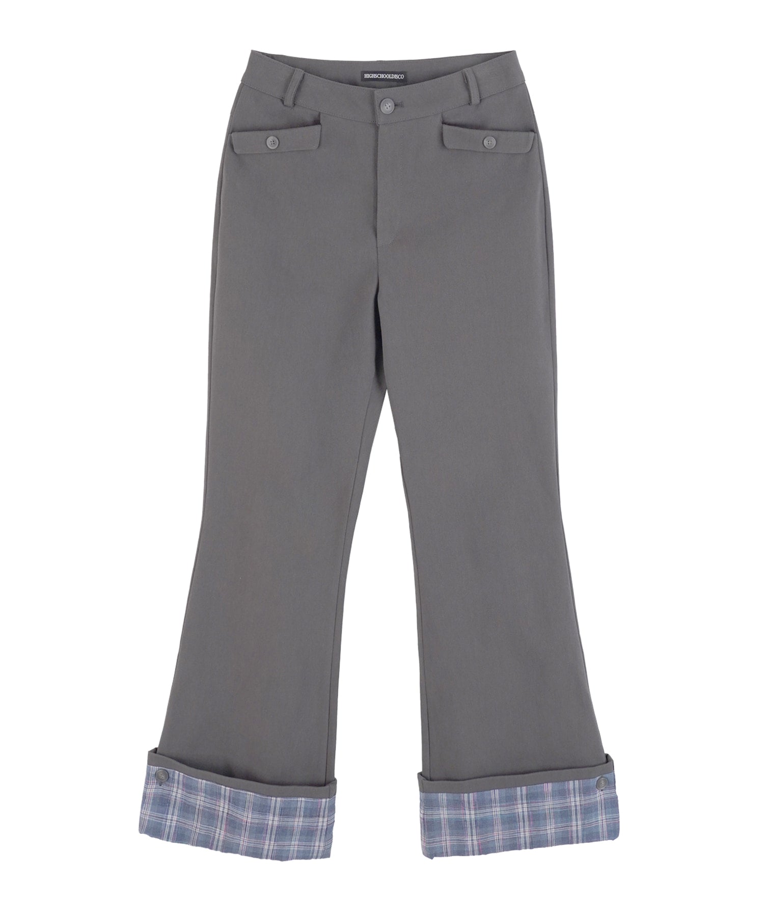 high-school-disco-ss-26-roll-up-check-bootcut-pants-charcoal-charcoal-s