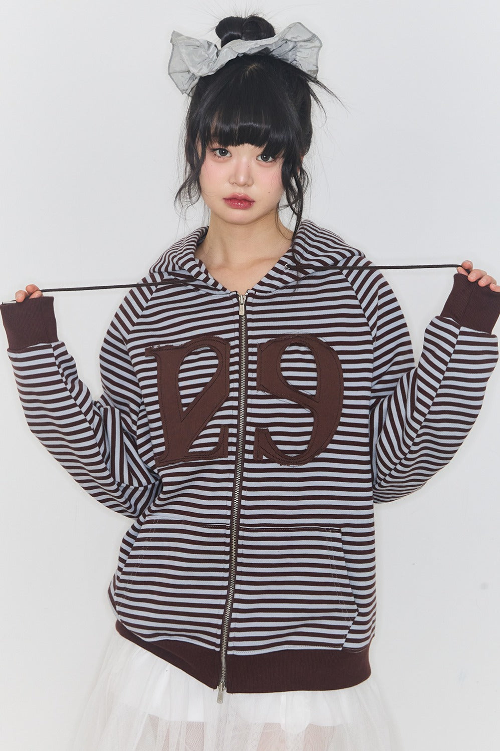 ILLIGO] 129 Logo Patch Hooded Zip-Up Stripe Brown – SellerWork