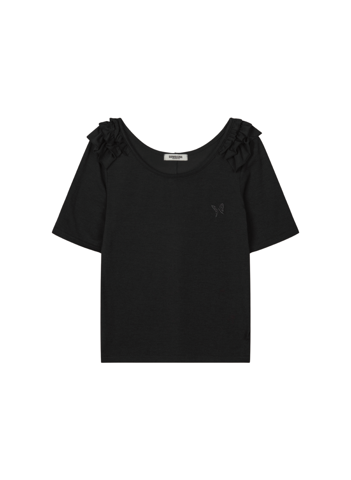 guwolsibil-ss-26-frill-u-leck-short-sleeve-top-black-black-s