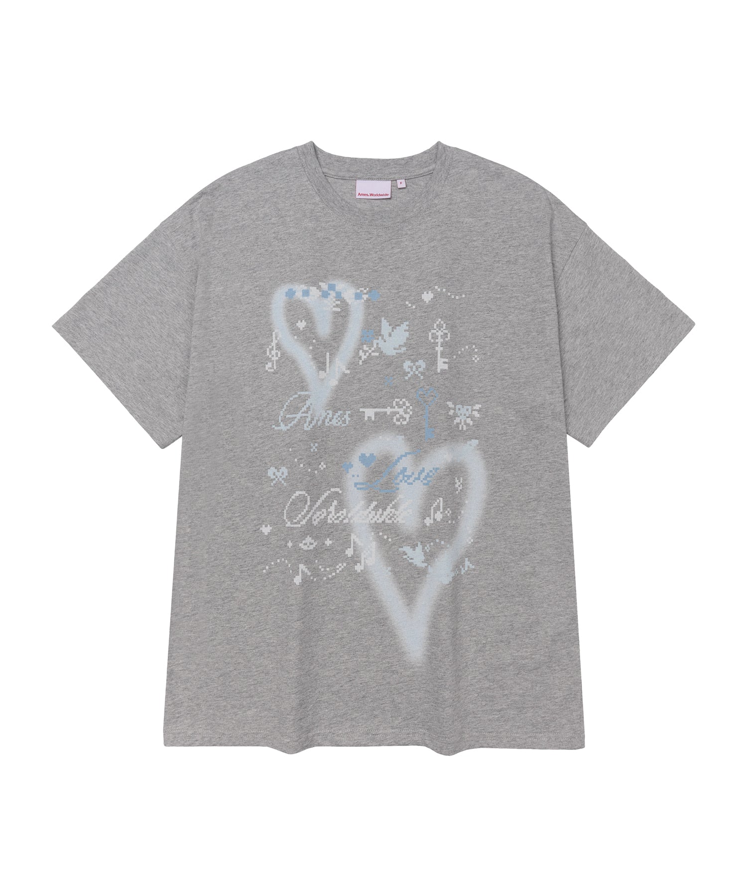 ames-worldwide-fw-26-heart-pixel-art-tee-grey-gray-s