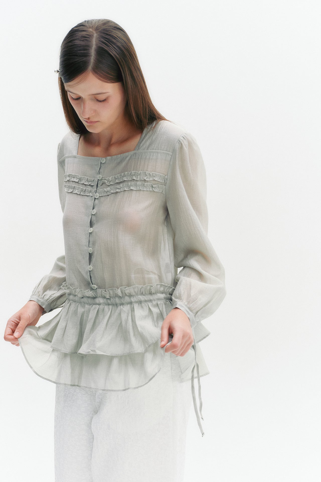 moilly-fw-25-cancan-double-frill-blouse-mint-mint-s
