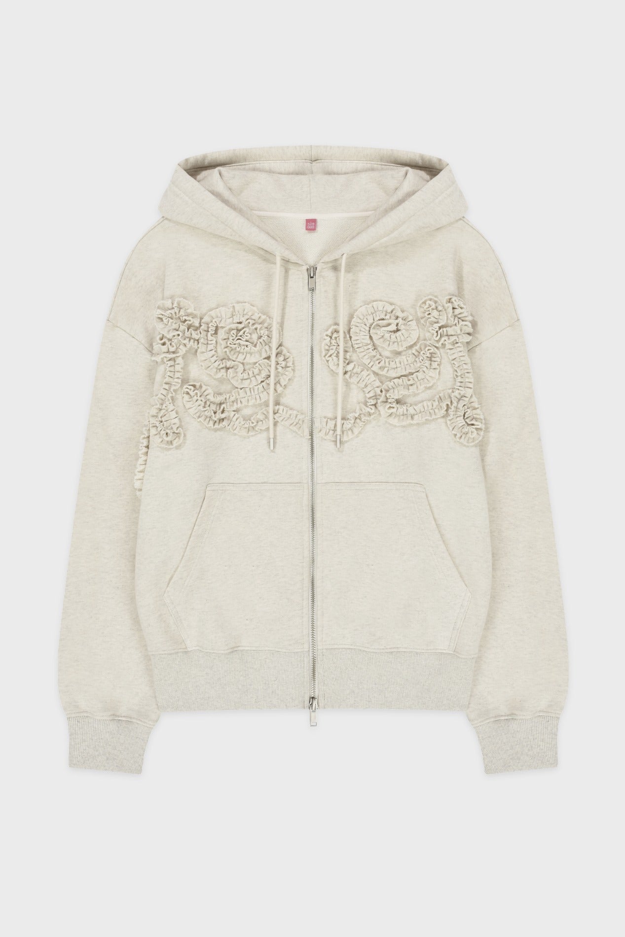 sinoon-fw-25-rose-frill-oversized-fit-hooded-zip-up-oatmeal-oatmeal-s