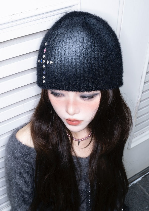 cherryquiri-fw-25-crystal-flare-cross-beanie-black-black-s