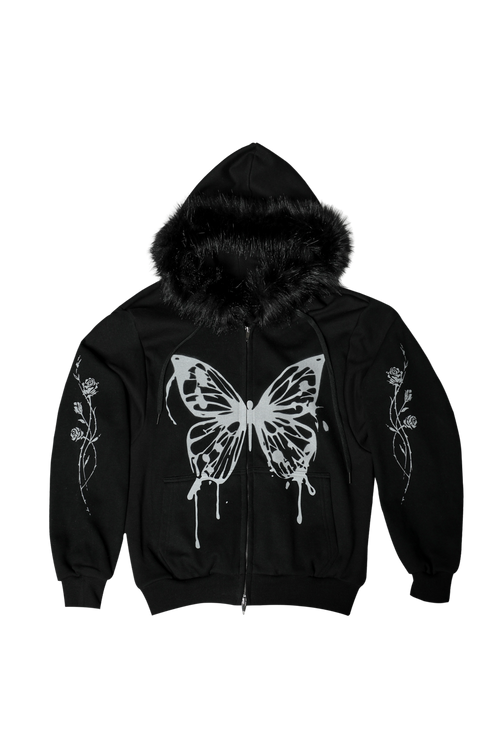 darling-you-are-bad-fw-25-butterfly-splatter-zip-up-black-fleece-fur-removable-black-s