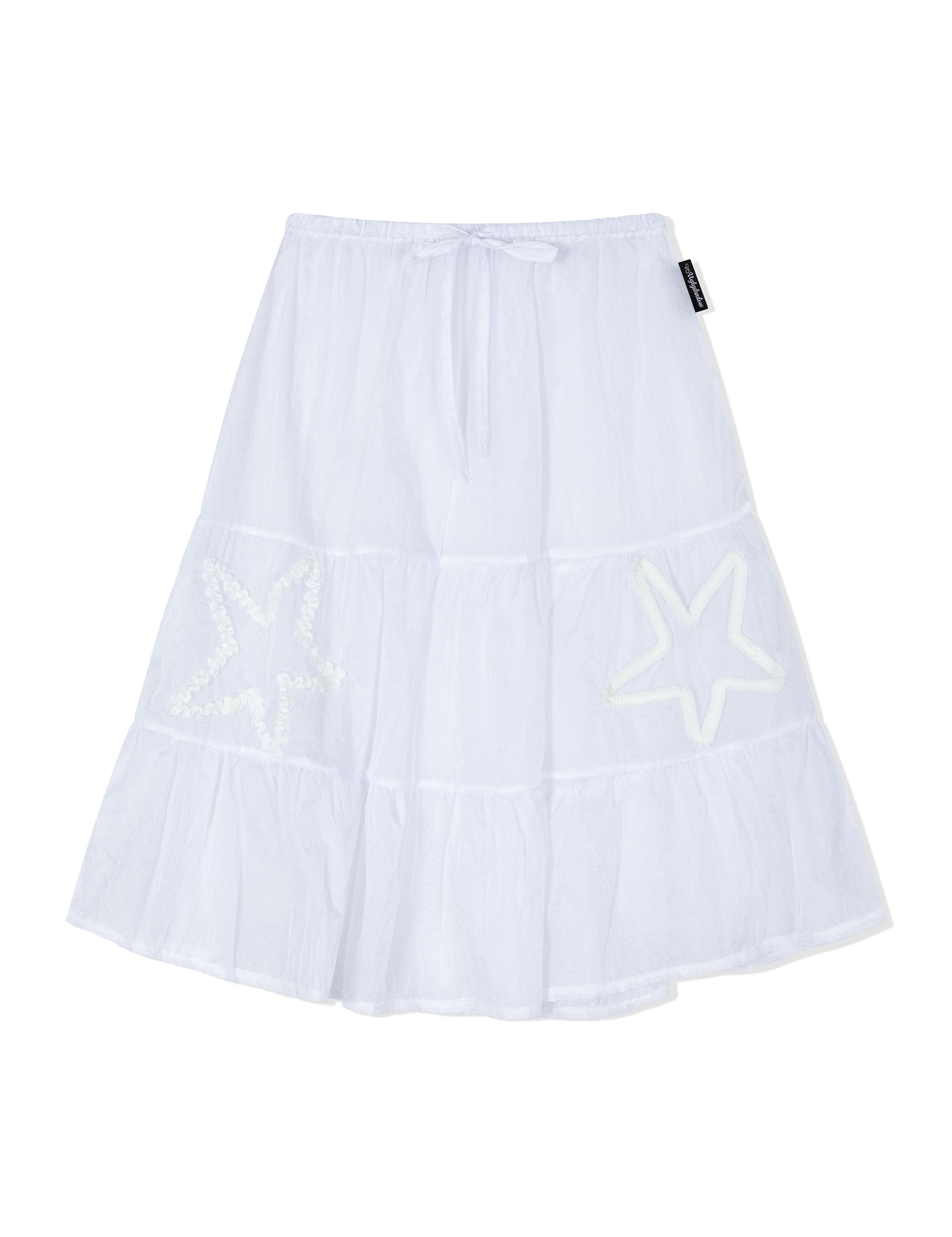 ugly-shadow-ss-25-star-shirring-skirt(white)