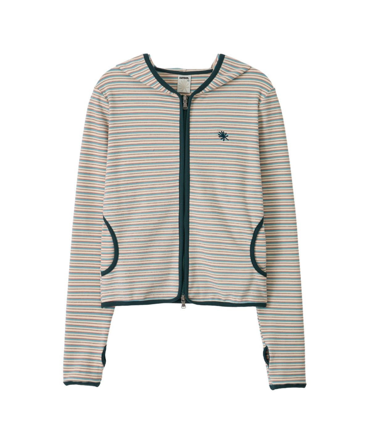 dandel-ss-26-dd-stripe-trim-hoodie-zip-up-mint-mint-s