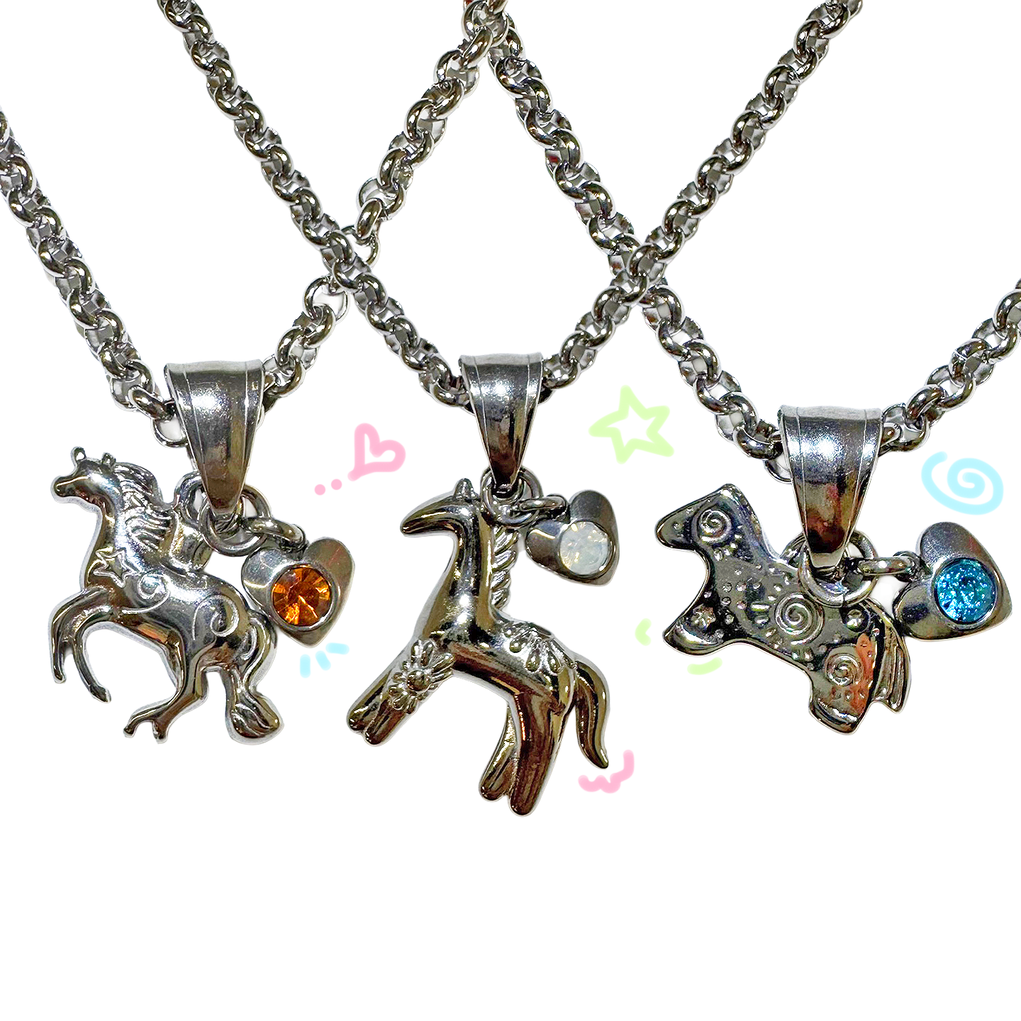 3amgang-ss-26-glossy-horse-necklace-12color-3type-a-s