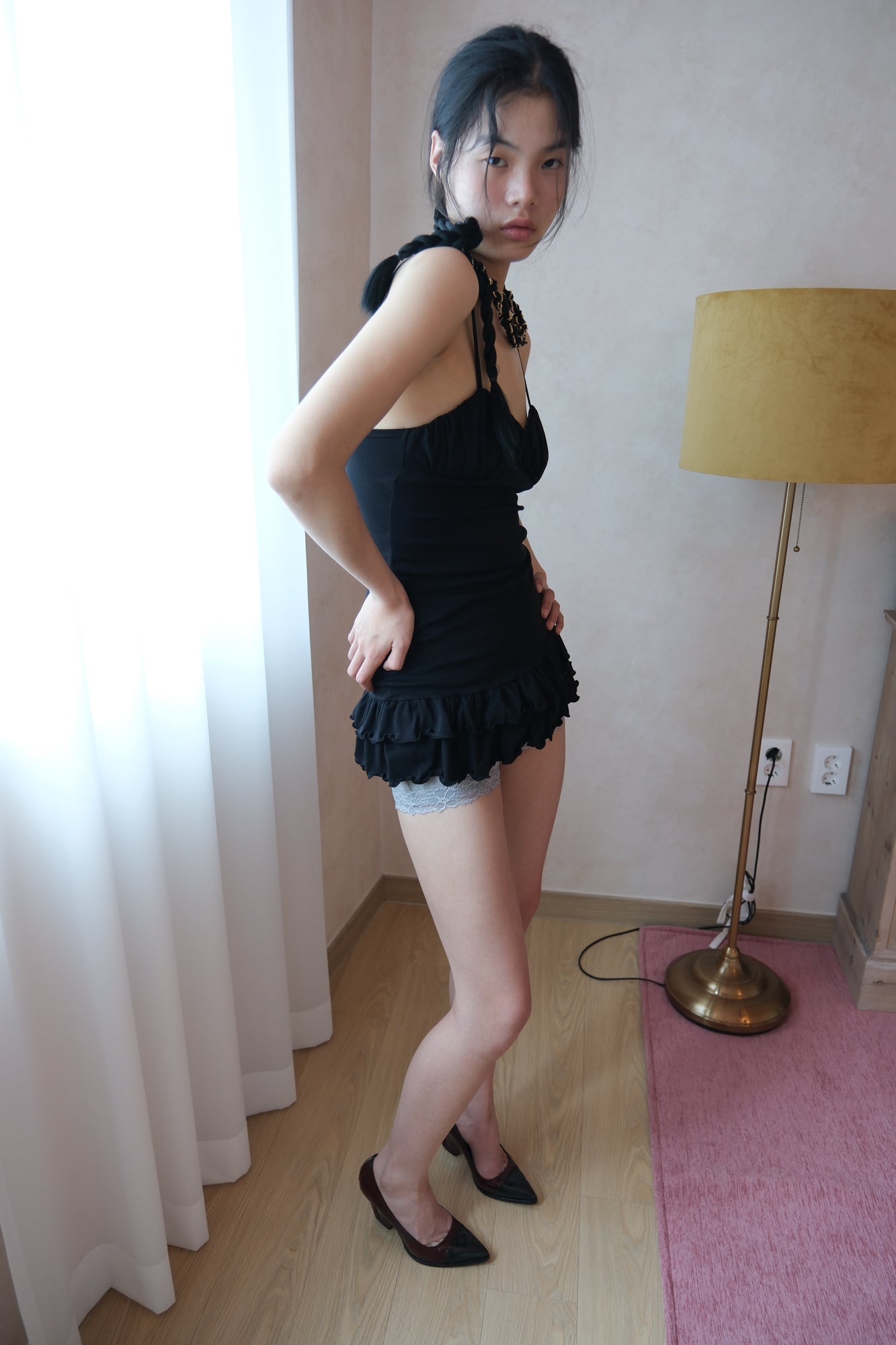 losesleepover-ss-26-puff-rosette-dress-black-black-s