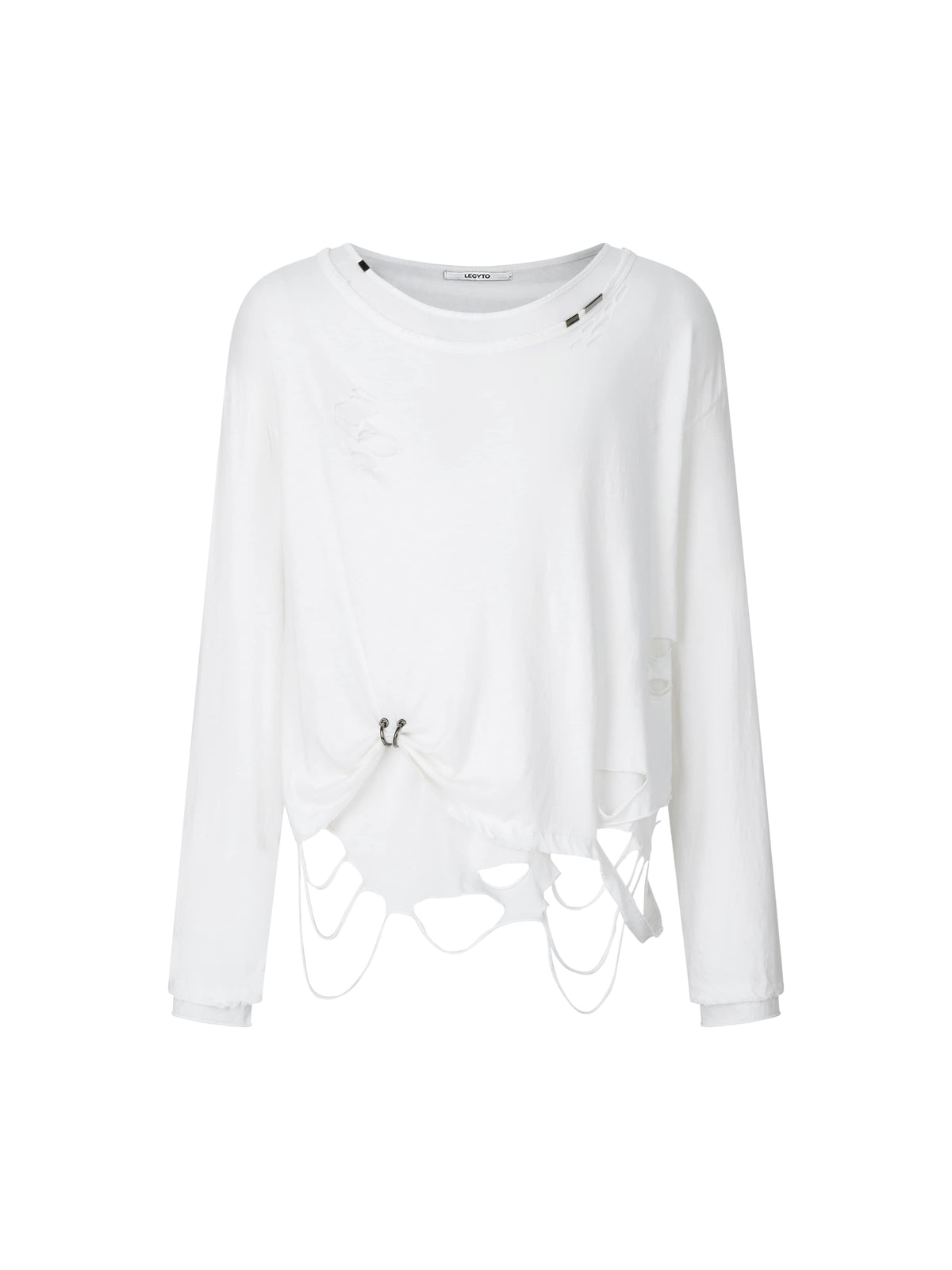 lecyto-fw-26-frayed-layered-long-sleeve-white-white-s
