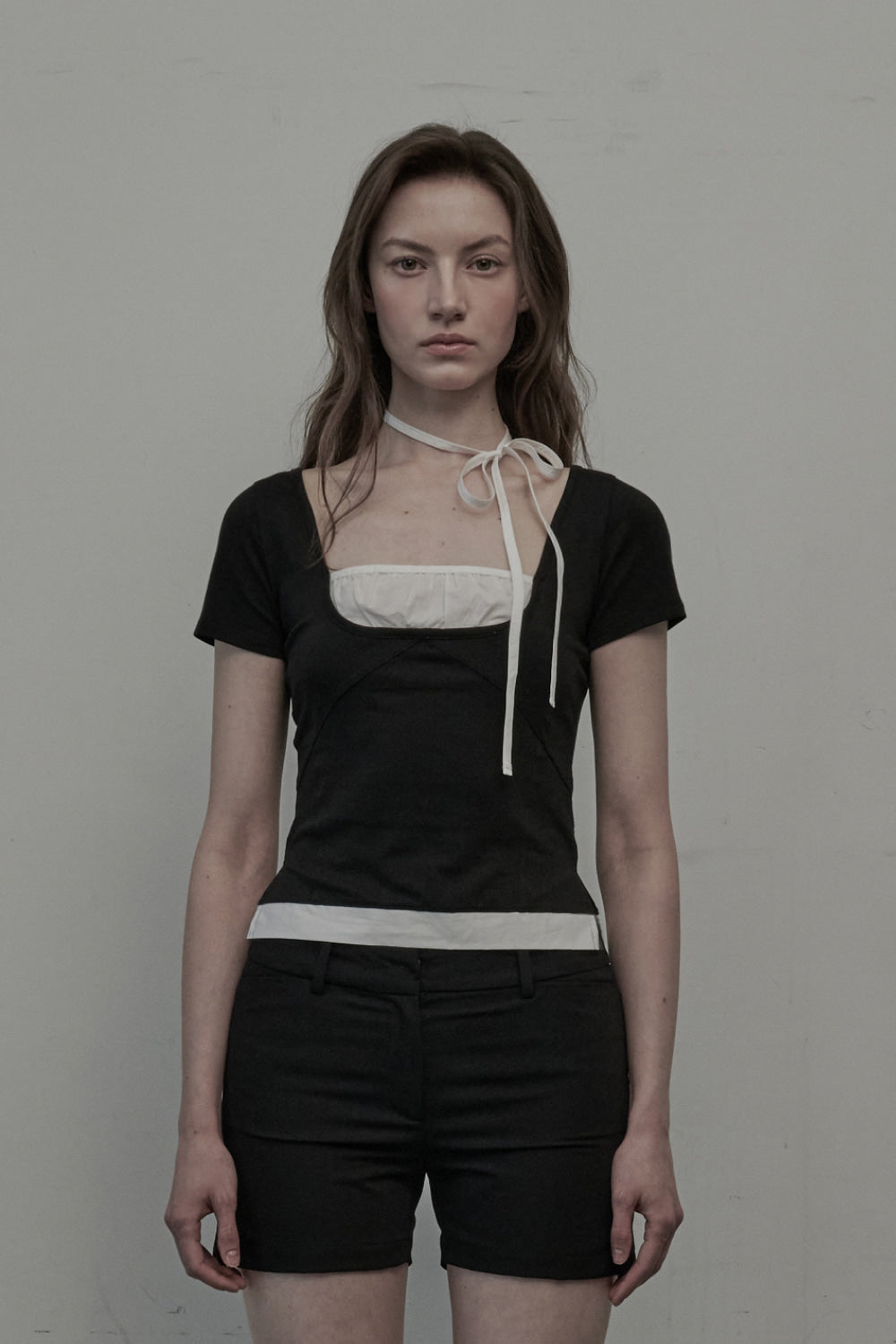 mausoleum-ss-25-flirt-string-shirring-tshirtblack