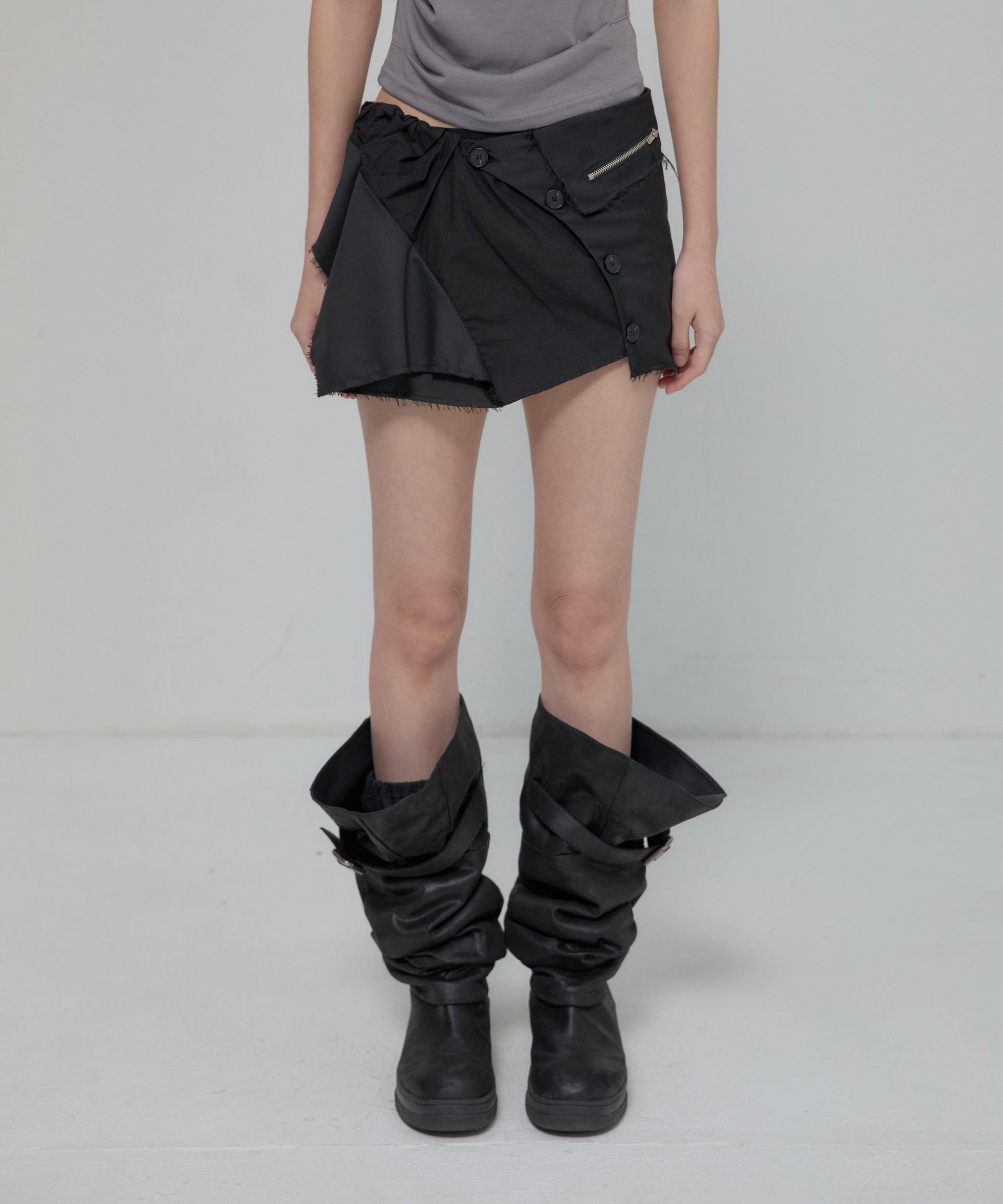 FLAREUP] Asymmetrical Layered Mini Skirt (FL-267_Black) – SellerWork