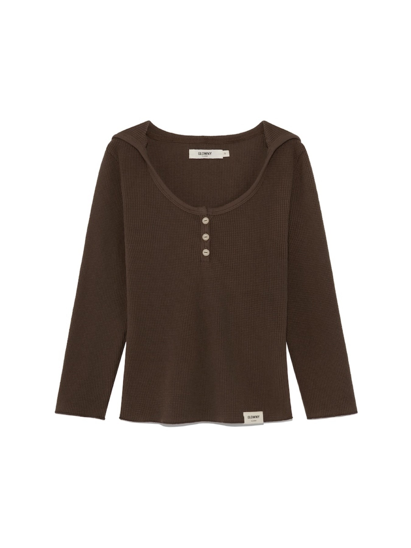 glowny-ss-26-3-4-g-waffle-button-fly-tee-brown-brown-s