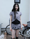 [UGLYSHADOW] CHECKERED DOUBLE BLOUSE(GREY)