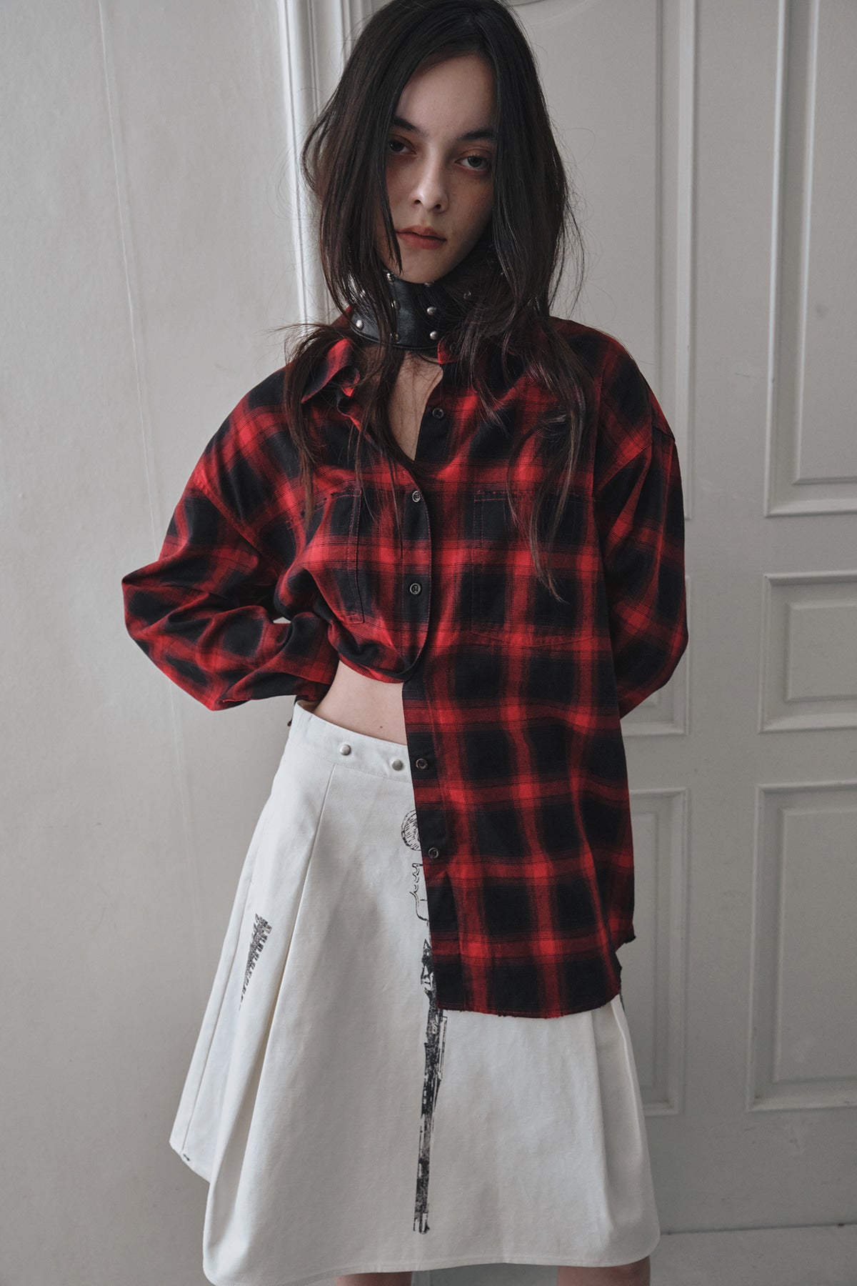 dared-fw-25-washed-check-shirt-red-red-s