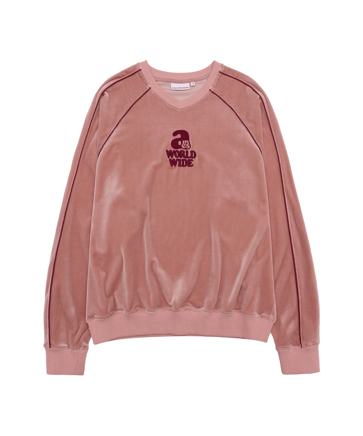ames-worldwide-fw-25-v-neck-velour-sweatshirt-pink-pink-s