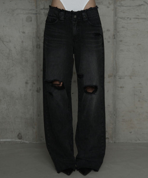 etre-au-sommet-ss-26-wide-front-damage-denim-pants-dark-gray-dark-gray-s