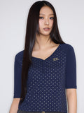 luv-is-true-ss-25-e-basic-half-dot-sleeve-tee-navy-navy-s