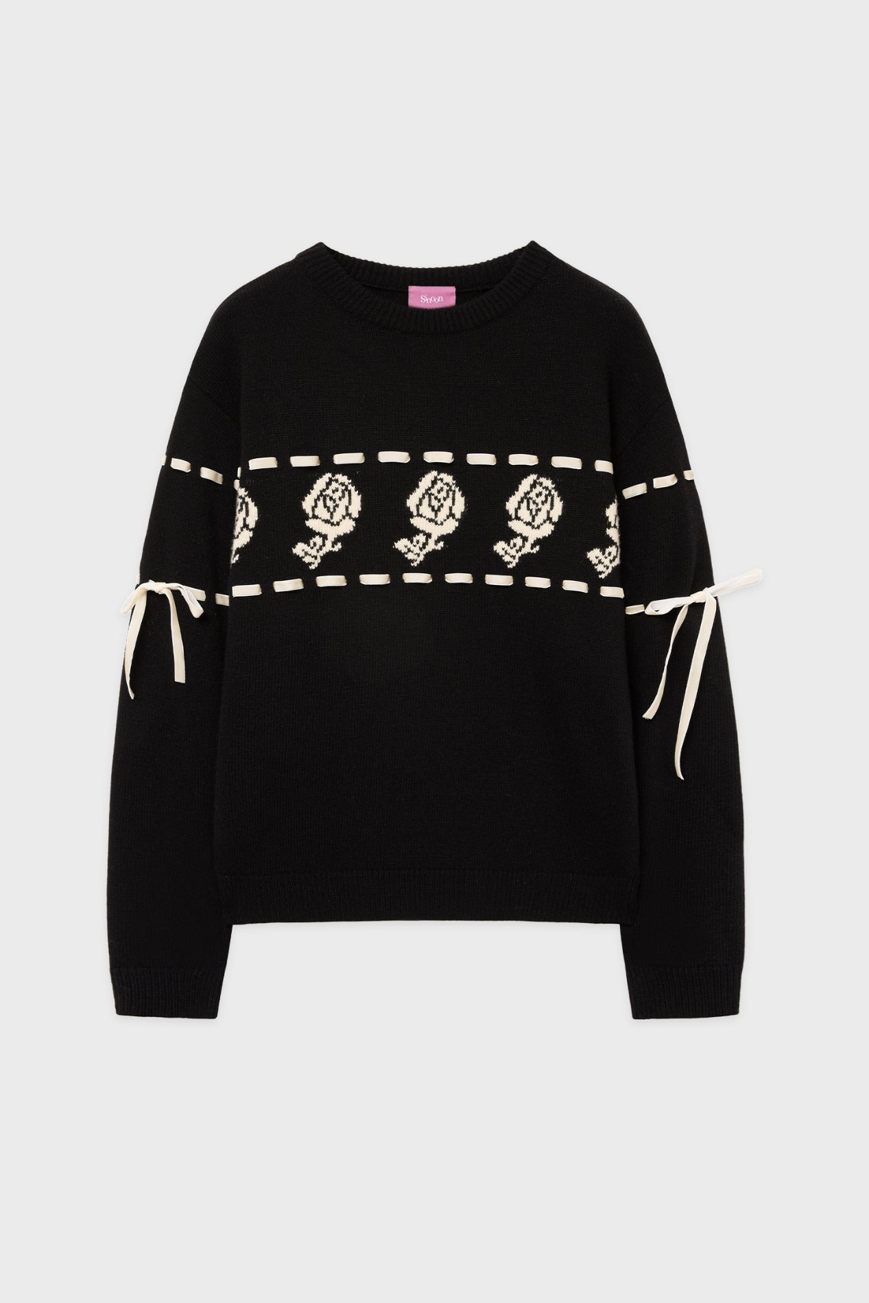 sinoon-fw-25-sn-rose-velvet-eyelet-knit-black-black-s