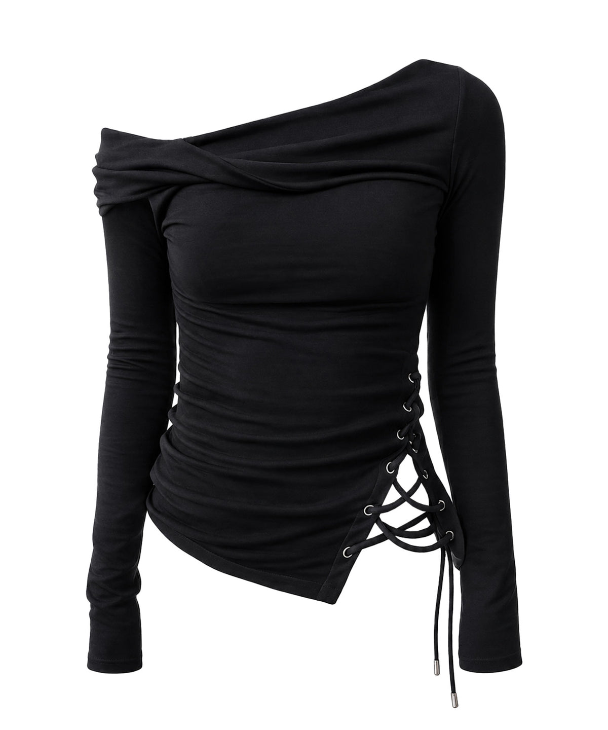 schism-inducing-fw-26-twisted-draped-lace-up-top-black-black-s