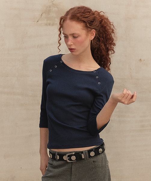 ordes-ss-25-3/4-button-tee-navy