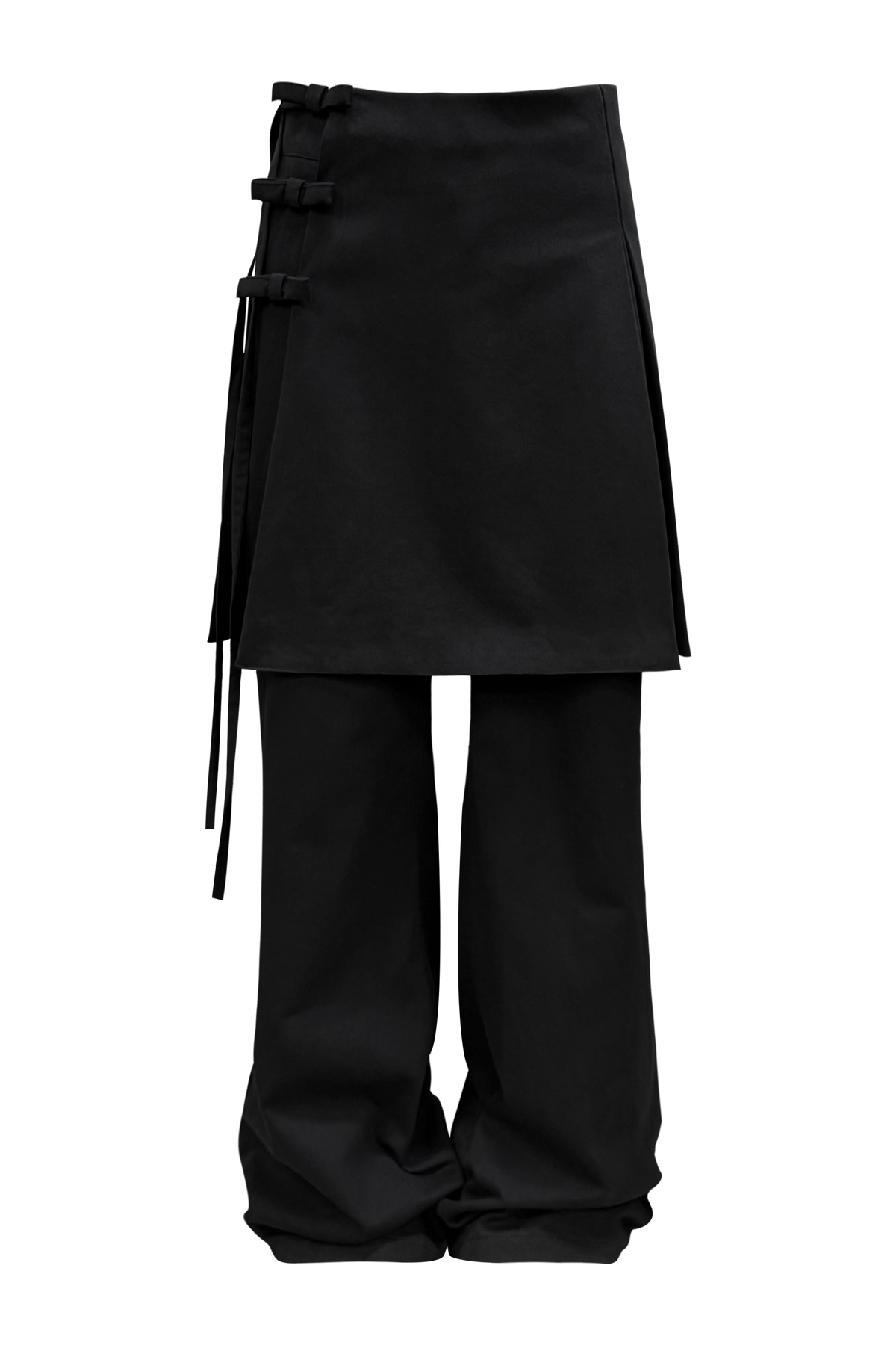 chemehc-fw-26-bow-buckle-midi-layered-pants-black-black-s