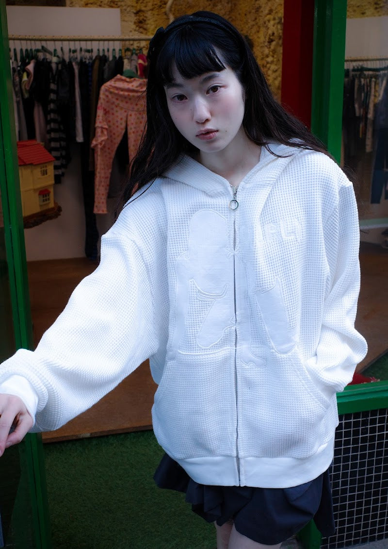 dydo-ss-26-link-girl-waffle-zip-up-white-s