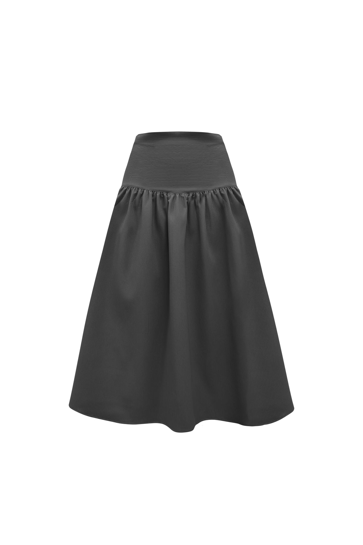 poko-fosca-fw-26-shirred-yoke-skirt-gray-gray-s