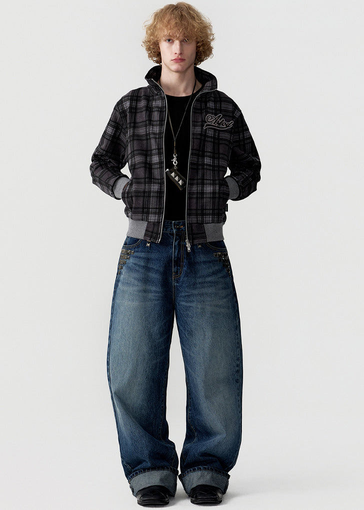 esc-studio-ss-26-asfod-check-zip-up-jacket-darkgrey-darkgrey-s