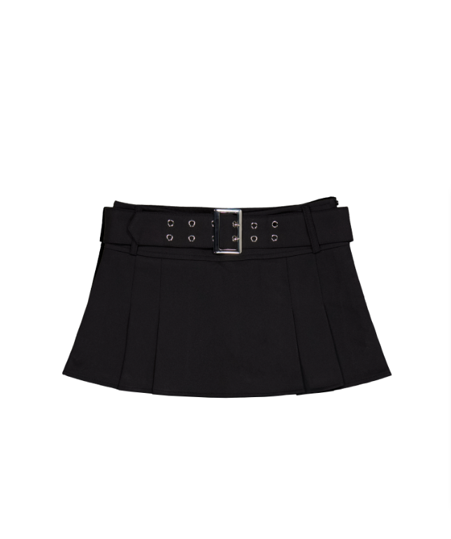 [FORUSRING] BELTED MINI SKIRT (BLACK)