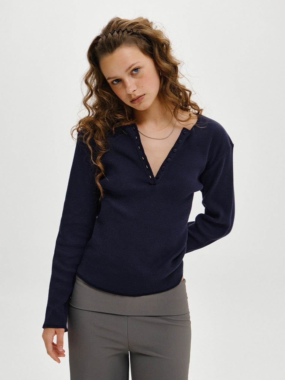 plzproject-fw-26-regular-waffle-henley-long-sleeve-navy-navy-s