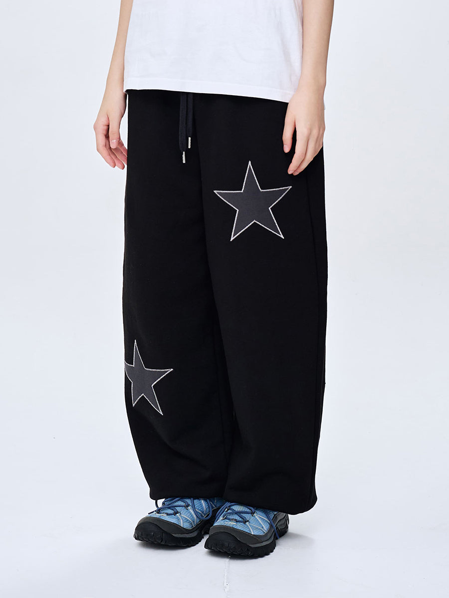 fastle-ss-25-star-patch-sweat-pants-black