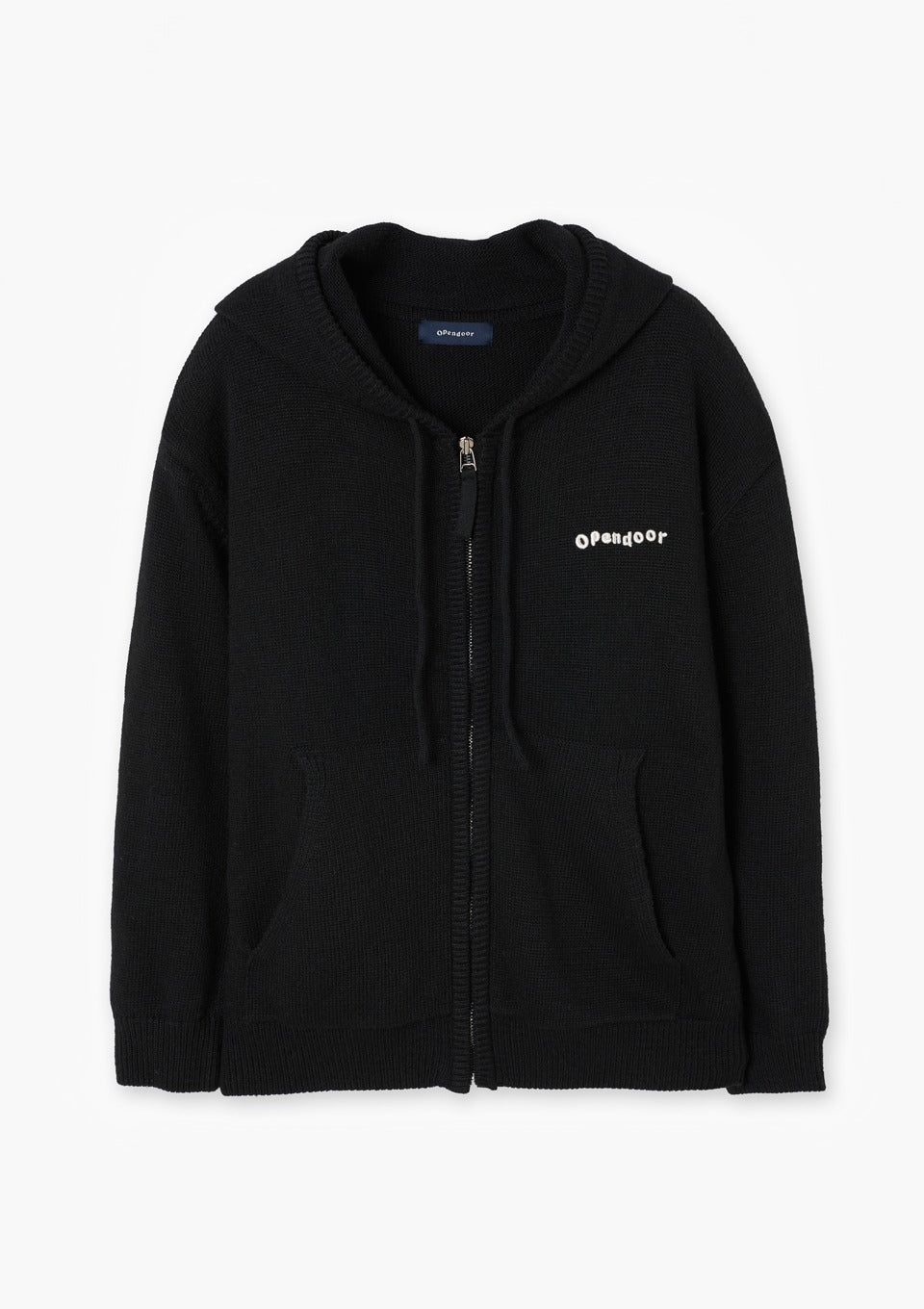 opendoorstudio-fw-26-logo-knit-hooded-zip-up-black-black-s