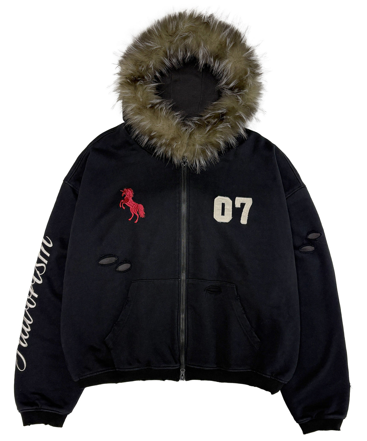flavorism-fw-26-red-horse-waffle-lining-zip-hoodie-to0030-black-s