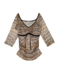hetit-fw-26-music-print-shirring-top-brown-s