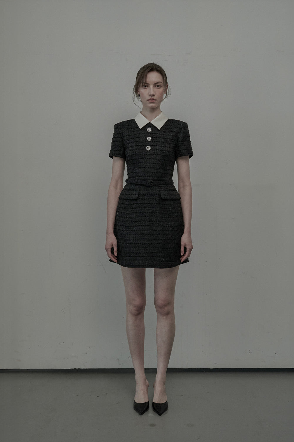mausoleum-ss-25-tweed-collared-dressblack