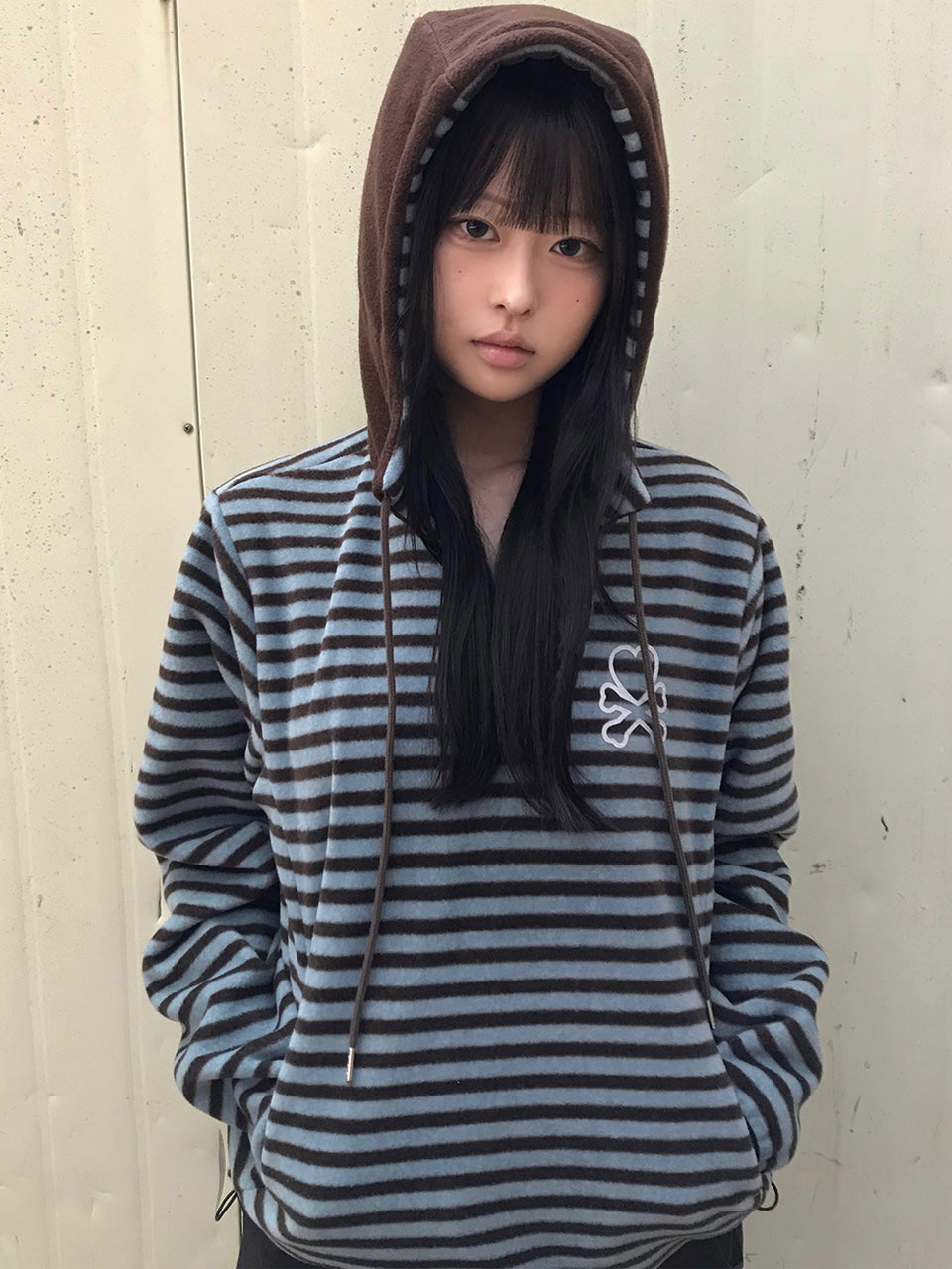 luv-is-true-fw-25-ev-half-zip-fleece-hoodie-brown-brown-s