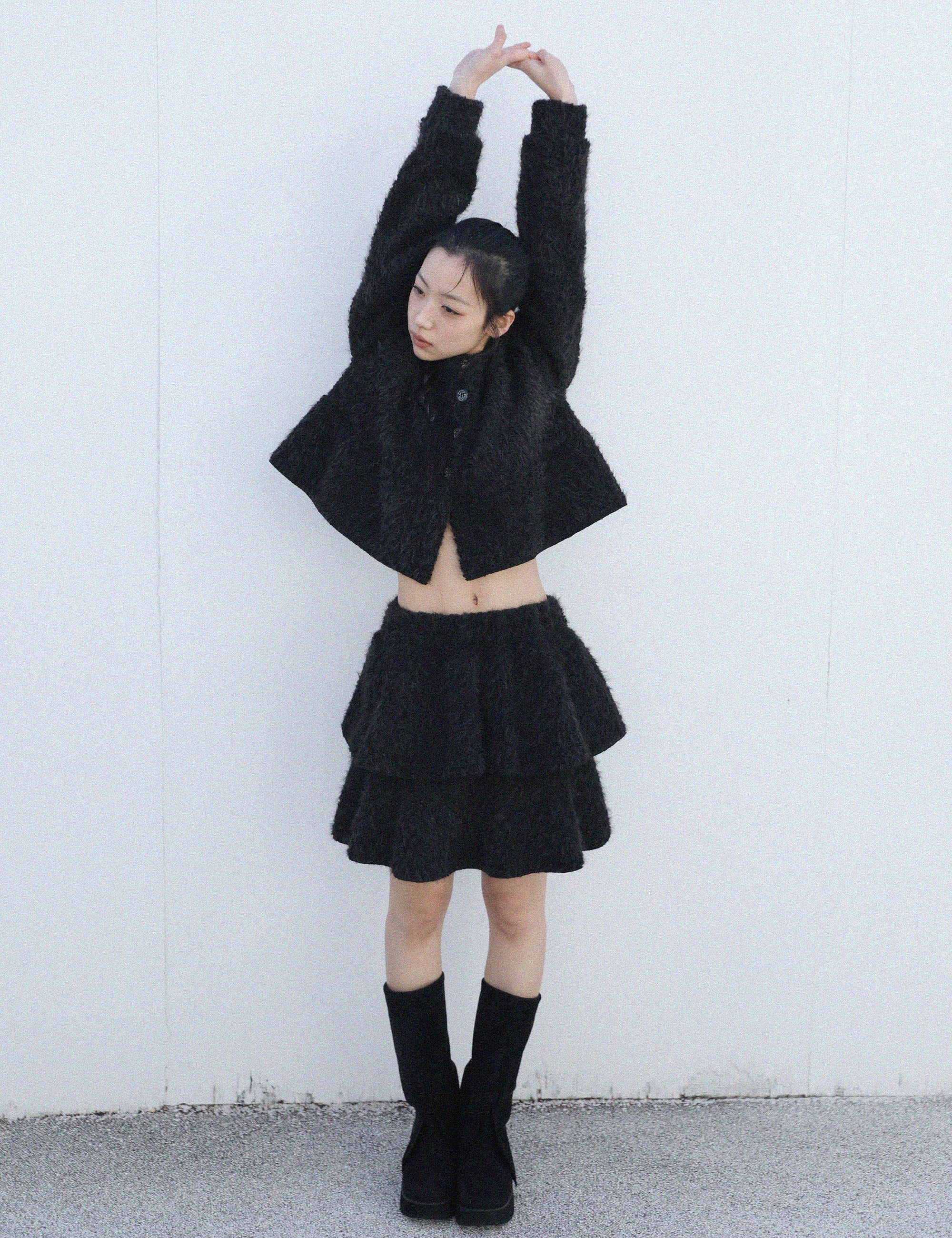 ugly-shadow-fw-25-boucle-ruffle-skirt-black-black-s